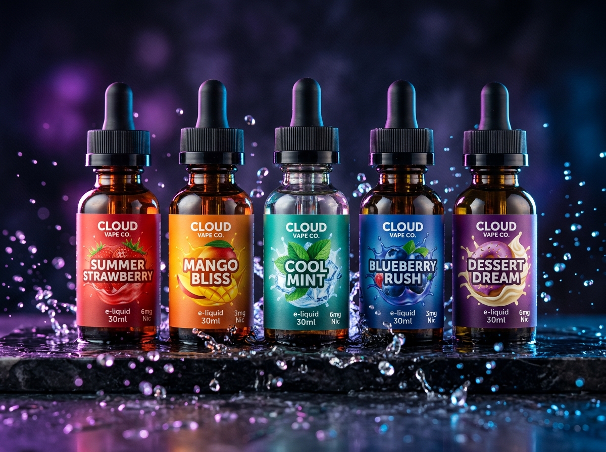 Selected vape e-liquids and nicotine salts